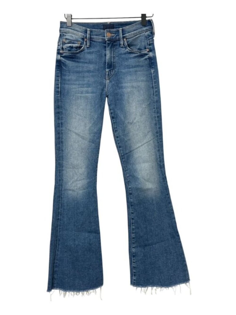 Mother The Weekender Fray Jeans Hop On Hop Off Flare Bootcut Blue Denim Size 25